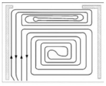 Схема спиральной укладки теплого пола с граничной зоной